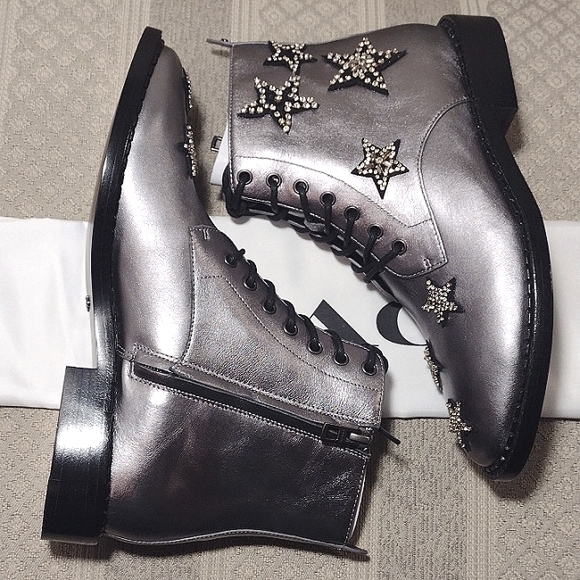 NEW! Coach Watts πStar Embellishments Metallic Pewter Boots - Picture 6 of 16
